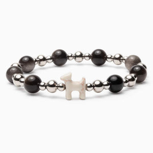 Stack Set-Midnight Luxe Dog Bracelets with Black Lava, Silver & Black Obsidian, Tea Dragon Agate
