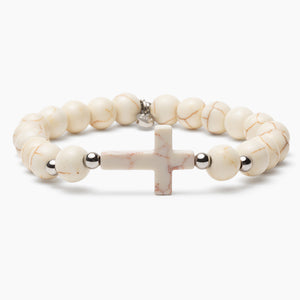 BUY 1 GET 1 STRA Cat Natural Stone Rainbow & Cross-Howlite Beaded Bracelets