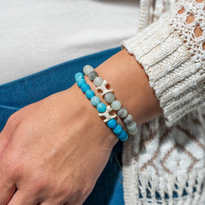 Stack Set-Beach Essence Cat Bracelets with Beach Natural & Natural Blue Fossil Bracelets