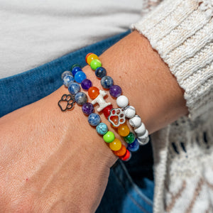 Stack Set-Summer Rays Dog Bracelets with Howilte & Crystal Stone, Natural Stone Rainbow, Blue Spot Jasper & Crystal Stone