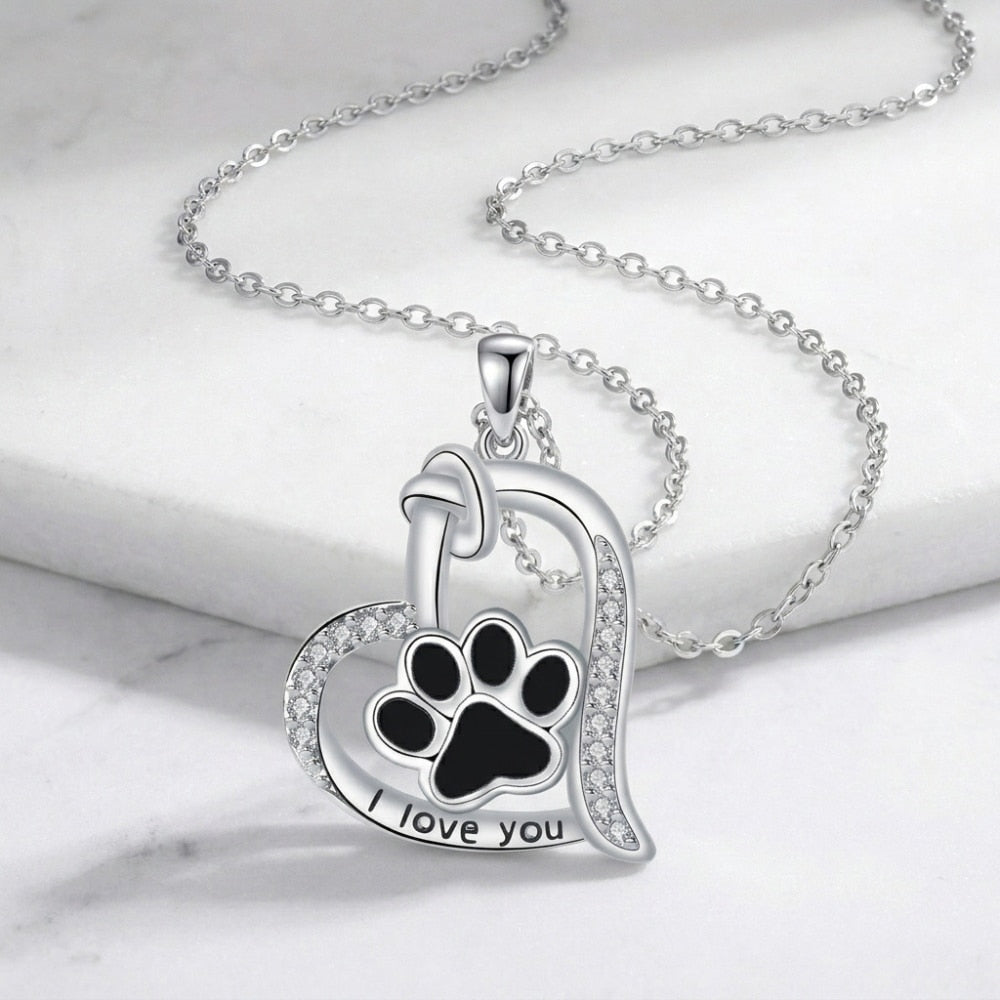 FREE Black Paw Print Beaded Stretch Bracelet with Purchase of Silver Always in My Heart Paw Necklace