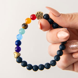 Black Lava Bead with Rainbow Stones Bracelet