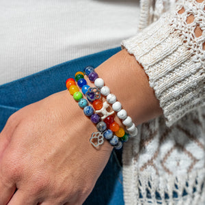 Stack Set-Summer Rays Cat Bracelets with Howilte & Crystal Stone, Natural Stone Rainbow, Blue Spot Jasper & Crystal Stone