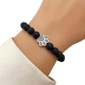FREE Black Paw Print Beaded Stretch Bracelet with Purchase of Silver Always in My Heart Paw Necklace