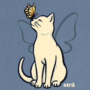 Wings Of Hope Cat & Butterfly Tee (Seafoam, Blue Jean, Terracotta, Ivory)