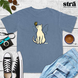 Wings Of Hope Cat & Butterfly Tee (Seafoam, Blue Jean, Terracotta, Ivory)