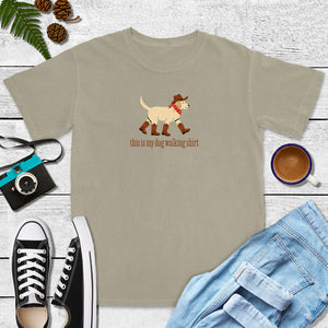 This Is My Dog Walking Shirt- Cowboy Boots Tee (Sandstone, Violet, Blue Jean)