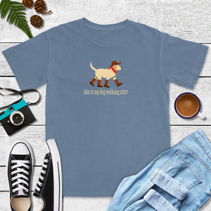 This Is My Dog Walking Shirt- Cowboy Boots Tee (Sandstone, Violet, Blue Jean)
