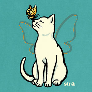Wings Of Hope Cat & Butterfly Tee (Seafoam, Blue Jean, Terracotta, Ivory)