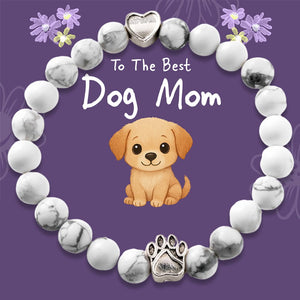 “To The Best Dog Mom” – STRĀ Dog Beaded Bracelet- Howlite Beaded Bracelet - Donates 10 Meals to Help Feed Hungry Stray Dogs
