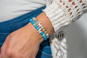 Stack Set-Beach Essence Dog Bracelets with Beach Natural & Natural Blue Fossil Bracelets