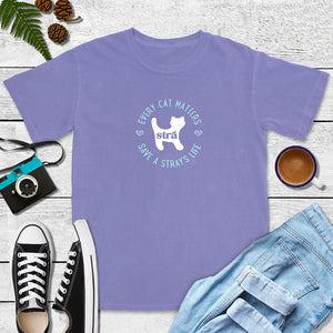 Every Cat Matters Save A Stray’s Life Tee (Lagoon Blue, Terracotta, Violet, Crunchberry)
