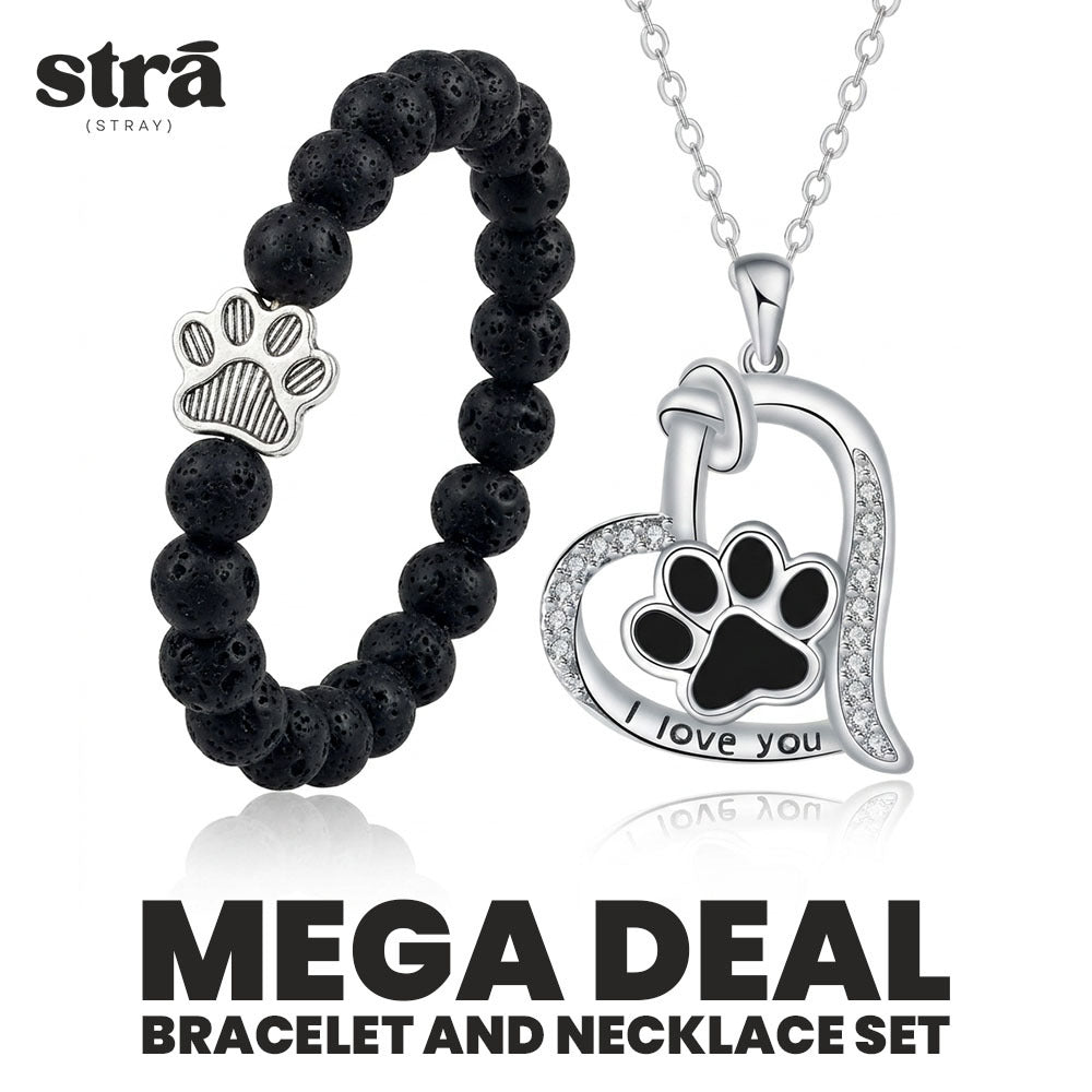 FREE Black Paw Print Beaded Stretch Bracelet with Purchase of Silver Always in My Heart Paw Necklace