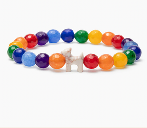 Stack Set-Rainbow Bridge Memorial Dog Bracelets with Natural Stone Rainbow & Howilte & Crystal Stone
