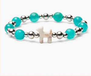 STRA Dog Silver and White Tiffany Blue Beaded Bracelet