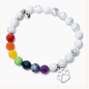 Stack Set-Rainbow Bridge Memorial Dog Bracelets with Natural Stone Rainbow & Howilte & Crystal Stone