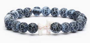 STRA Dog Natural Dark Blue Fossil Beaded Bracelet