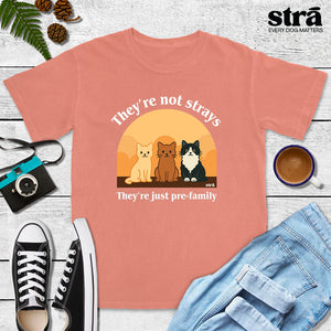 They're Not Strays, They're Just Pre Family Tee - Cats (Blue Jean, Ivory, Terracotta, Seafoam)