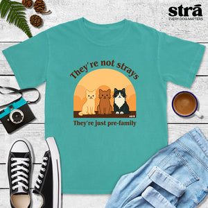 They're Not Strays, They're Just Pre Family Tee - Cats (Blue Jean, Ivory, Terracotta, Seafoam)