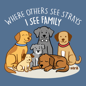 Where Others See Strays, I See Family Tee (Terracotta, Berry, Blue Jean, Ivory)