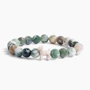 Stack Set-Serenity Isle Dog Bracelets with Green Tree Agate, Natural Indian Agate, Beach Natural
