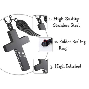 Forever Loved Pawprint Memorial Cross Urn Necklace - Silver