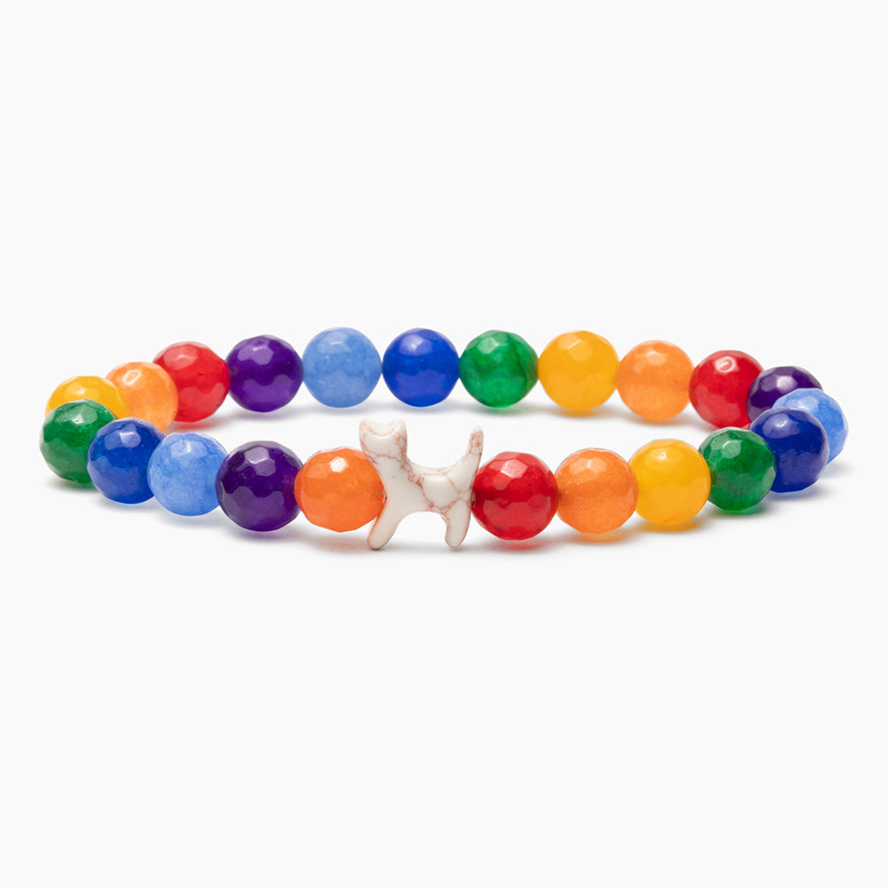 STRA Rainbow Bridge Cat Natural Stone Rainbow Beaded Bracelet