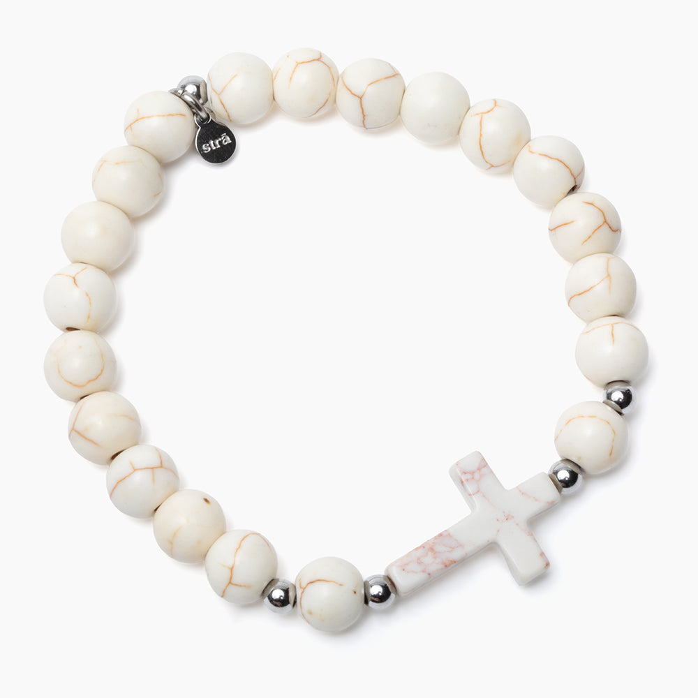 BUY 1 GET 1 STRA Cat Natural Stone Rainbow &amp; Cross-Howlite Beaded Bracelets