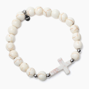BUY 1 GET 1 STRA Cat Natural Stone Rainbow & Cross-Howlite Beaded Bracelets