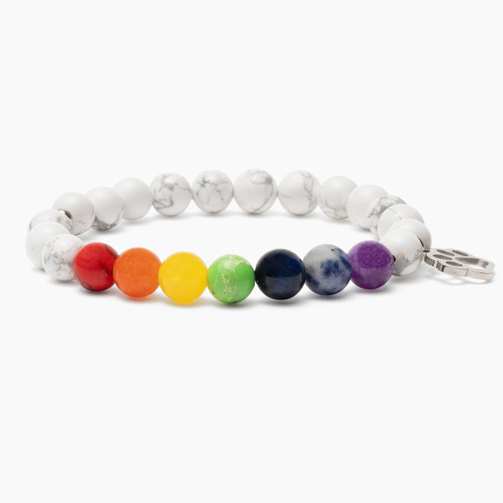 STRA Rainbow Bridge Howlite &amp; Crystal Rainbow Bracelet