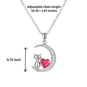Moonlit Love Cat Pendant Necklace