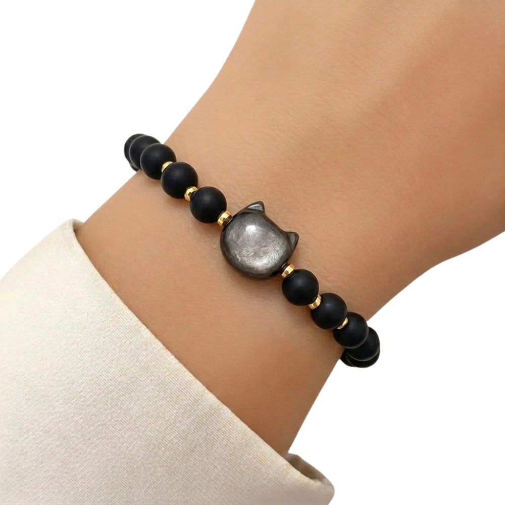 Cat Chakra “Power of 16” Positive Energy Matte Black Bracelet