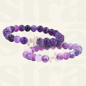 Special Offer!  Dog and Cat Purple Natural Beaded Bracelet Set