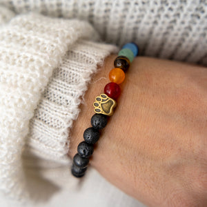 Black Lava Bead with Rainbow Stones Bracelet