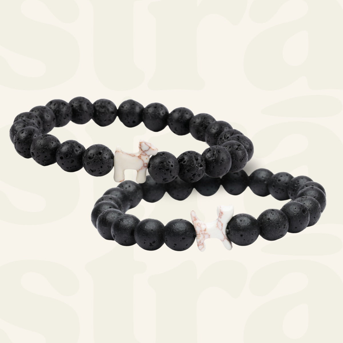 Special Offer - Dog and Cat Black Lava Beaded Bracelet Set