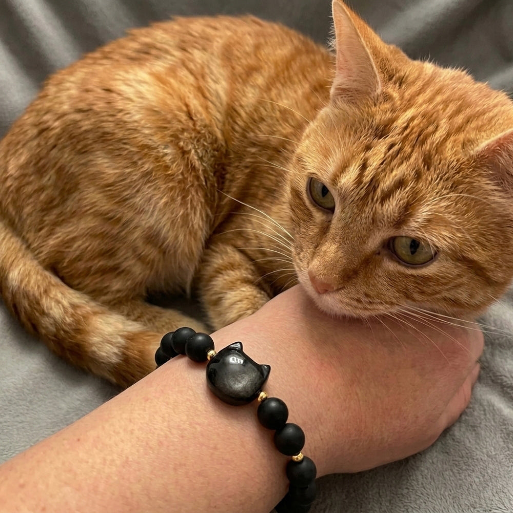 Cat Chakra “Power of 16” Positive Energy Matte Black Bracelet