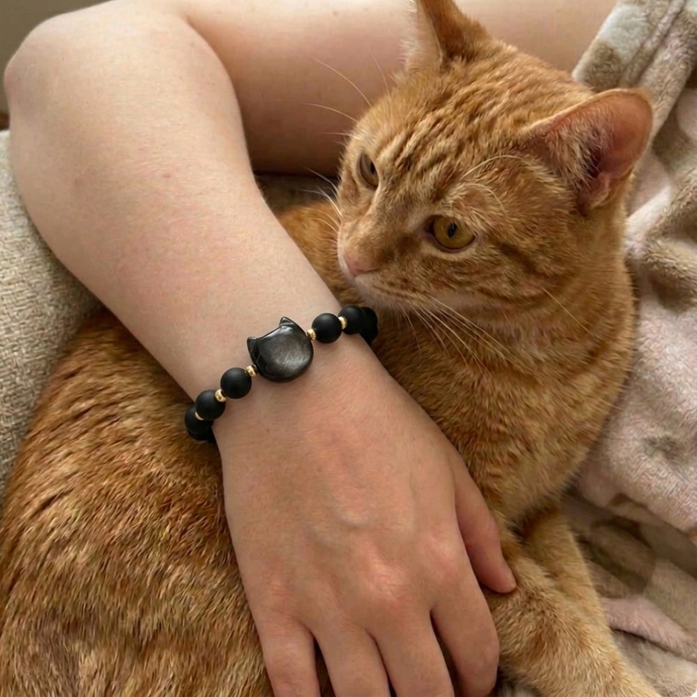Cat Chakra “Power of 16” Positive Energy Matte Black Bracelet