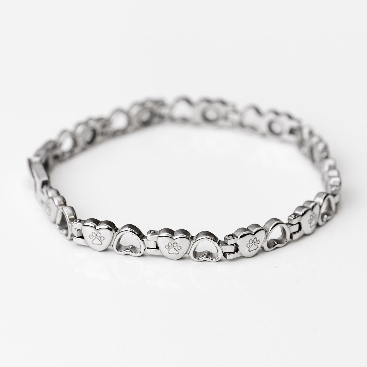 Stack Set-Cherished Hearts- BLACK Dog Bracelets with Silver, Black Obsidian &amp; Filled With Love (Heart&amp;Paw) Stainless Steel Bracelet with Adjustment tool