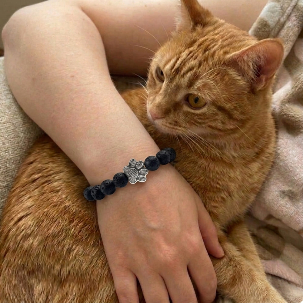 FREE Black Paw Print Beaded Stretch Bracelet with Purchase of Silver Always in My Heart Paw Necklace