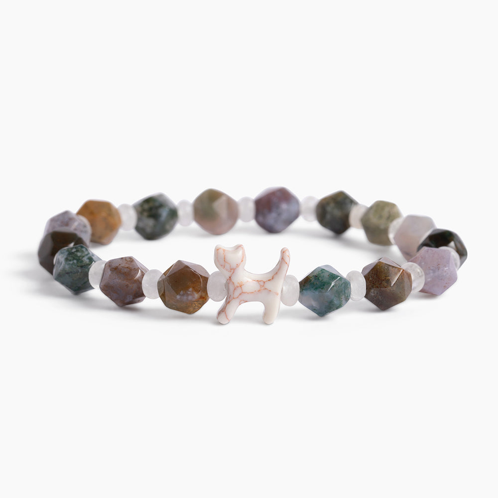 STRA Cat Natural Indian Agate Beaded Bracelet