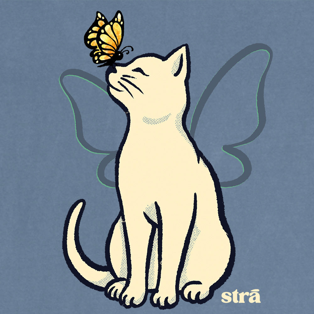 Wings Of Hope Cat &amp; Butterfly Tee (Seafoam, Blue Jean, Terracotta, Ivory)