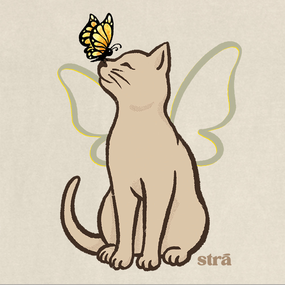 Wings Of Hope Cat &amp; Butterfly Tee (Seafoam, Blue Jean, Terracotta, Ivory)