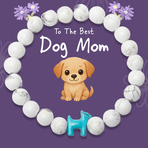 “To The Best Dog Mom” – STRĀ Dog Beaded Bracelet- White Howlite - Donates 10 Meals to Help Feed Hungry Stray Dogs