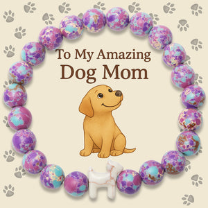 “To My Amazing Dog Mom” – STRĀ Dog Beaded Bracelet- Purple Imperial - Donates 10 Meals to Help Feed Hungry Stray Dogs