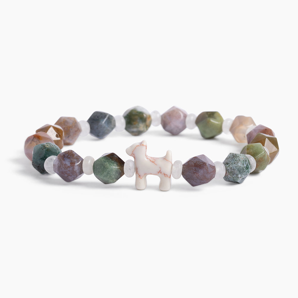 STRA Dog Natural Indian Agate Beaded Bracelet