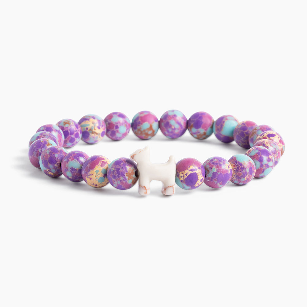 Stack Set-Paradise Found Dog Bracelets with White Howlite, Turquoise Blue, Purple Imperial