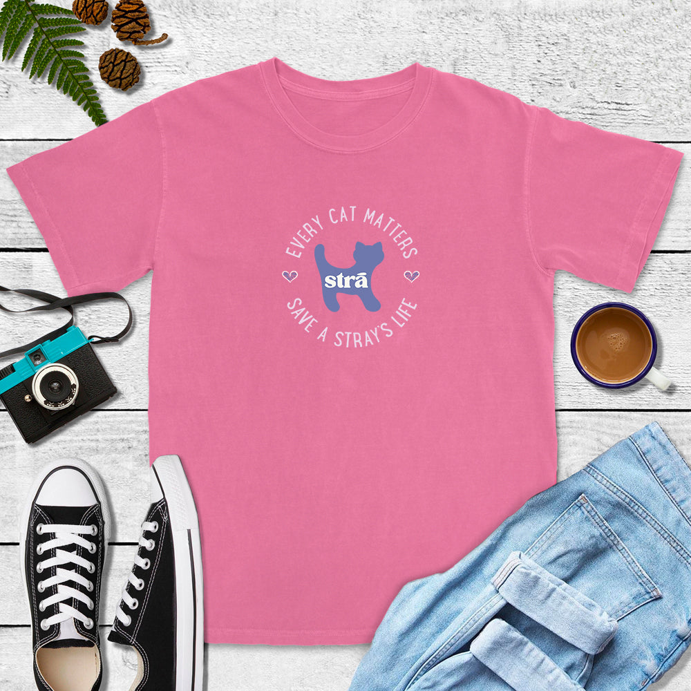 Every Cat Matters Save A Stray’s Life Tee (Lagoon Blue, Terracotta, Violet, Crunchberry)