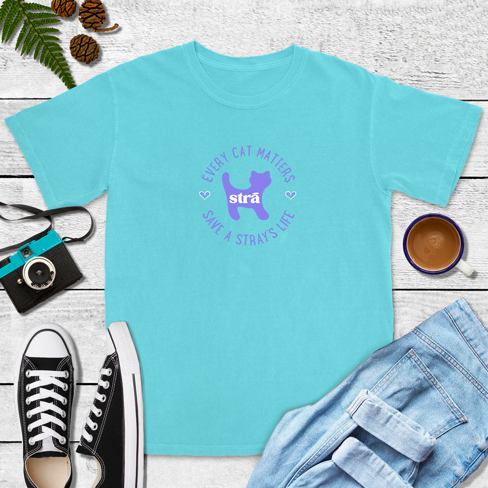 Every Cat Matters Save A Stray’s Life Tee (Lagoon Blue, Terracotta, Violet, Crunchberry)
