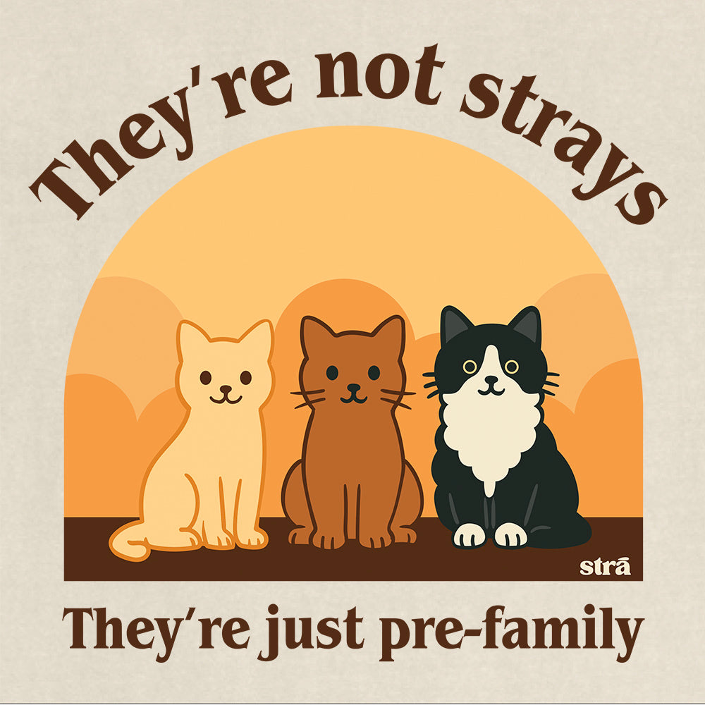 They&#39;re Not Strays, They&#39;re Just Pre Family Tee - Cats (Blue Jean, Ivory, Terracotta, Seafoam)