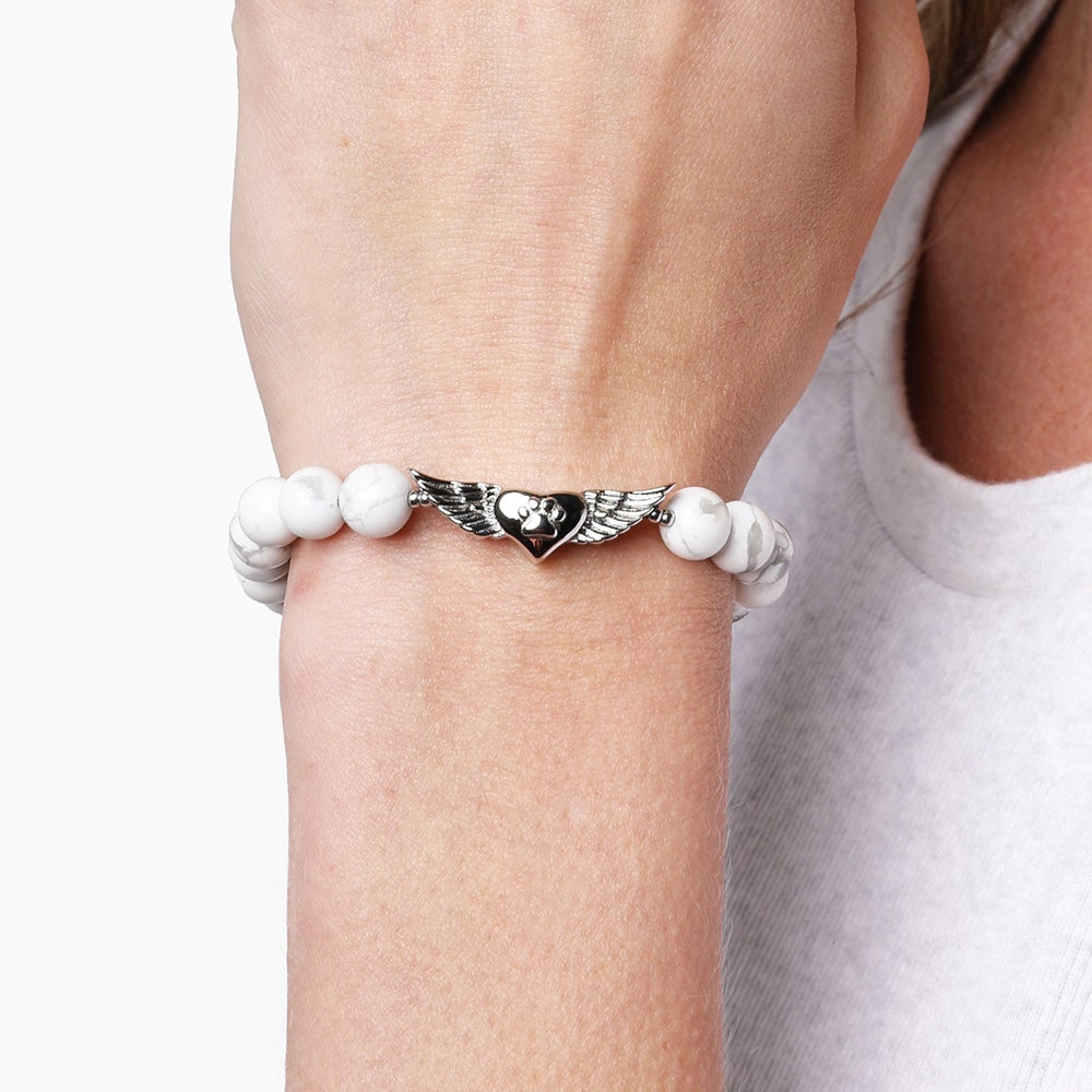 “Best Dog Mom Ever” – STRĀ Dog Beaded Bracelet- Always Loved Angel Paw-Wing Beaded Dog Bracelet - Donates 10 Meals to Help Feed Hungry Stray Dogs